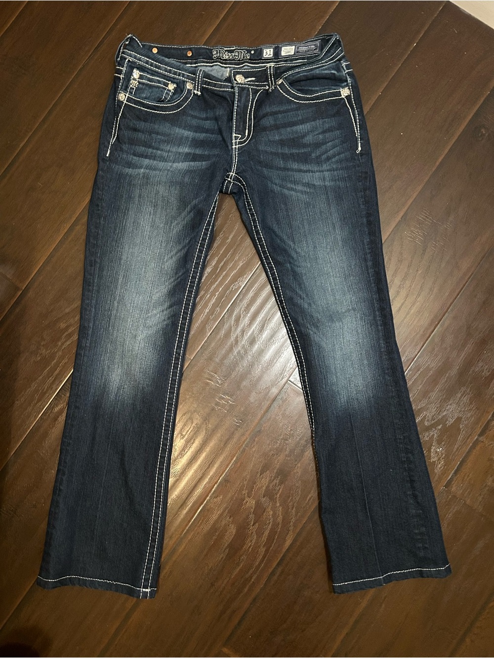 Miss me Dark Wash Women's Jeans with Contrast Stitching